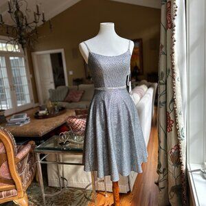ALICE PARIS Silver Metallic Fit & Flare Dress - Style 1344 - Size 0 - NWT